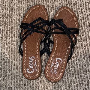 Black flip flop sandals